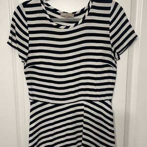 Black and White Striped peplum blouse